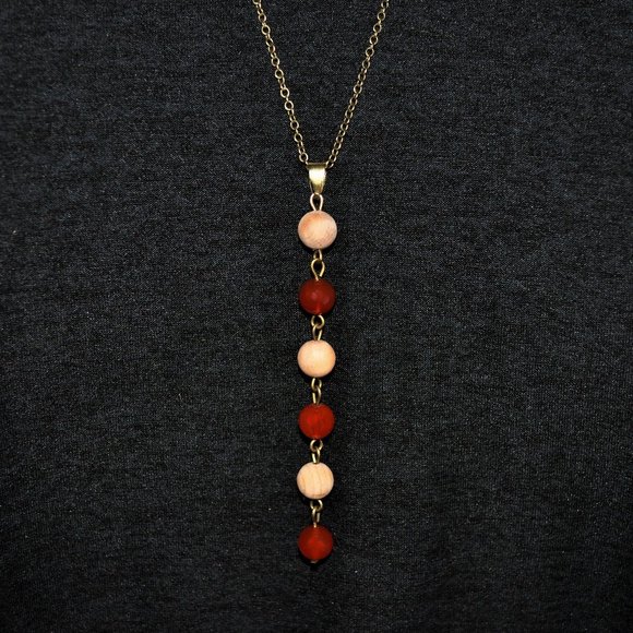 Jewelry - Yew Wood & Fire Agate "Gratitude" Necklace